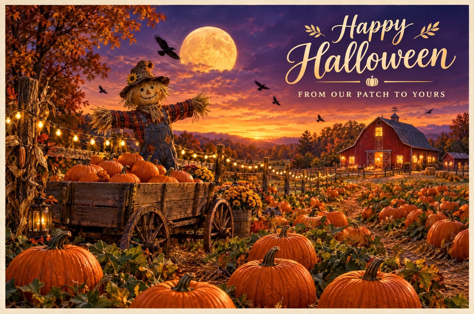 Pumpkin Patch Halloween postcard