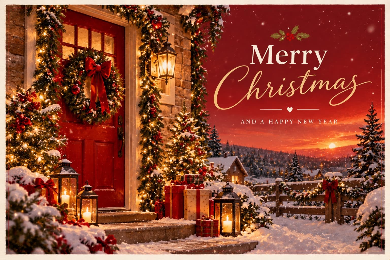 Red Door Christmas postcard