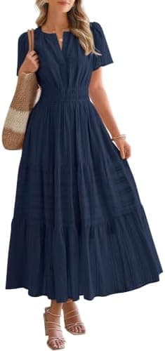BTFBM Women's Tiered Short Sleeve Maxi Dress