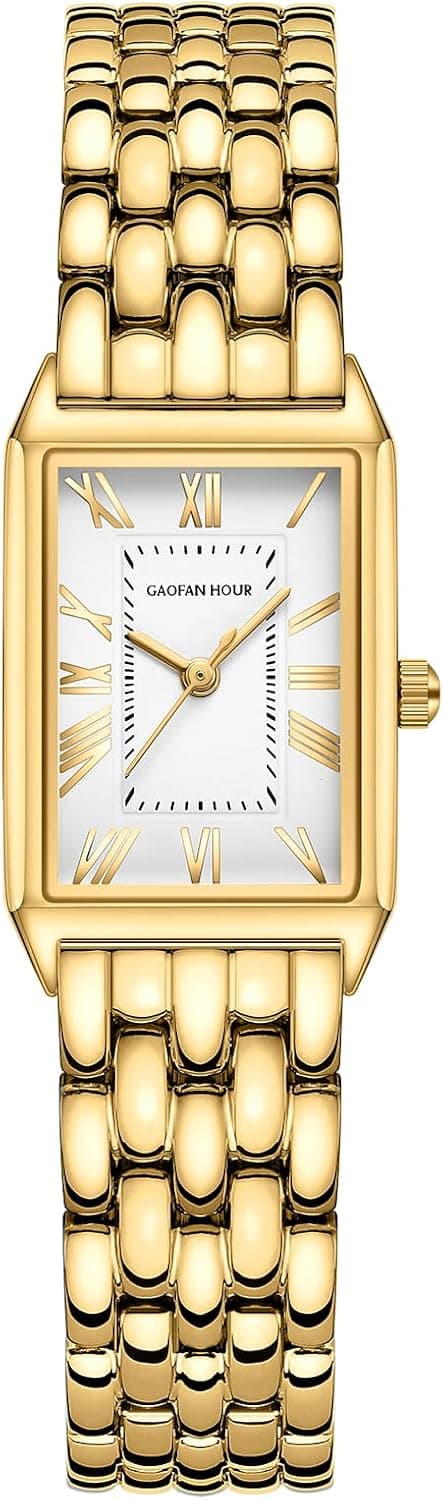 GAOFAN HOUR Women's Rectangular Gold-Tone Watch