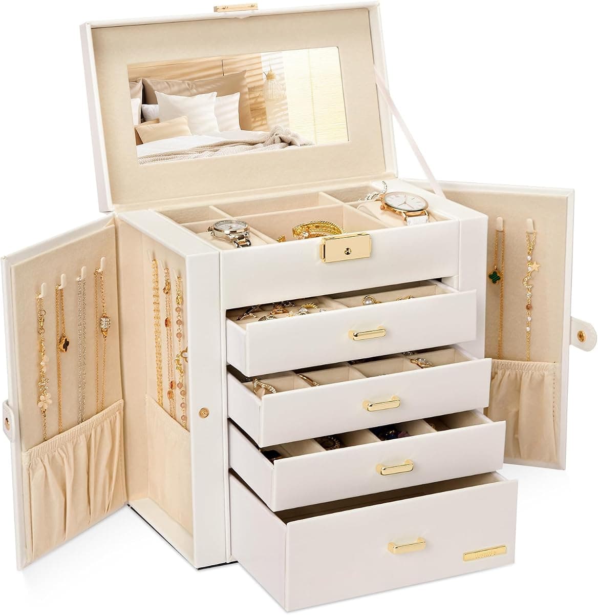 Homde Large 5-Layer Jewelry Box with Lock