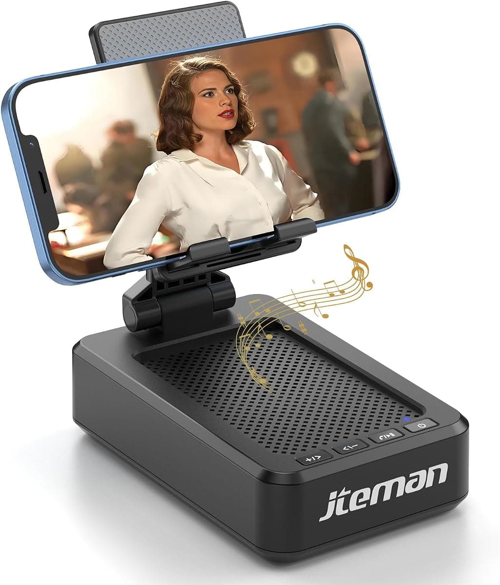 JTEMAN Cell Phone Stand with Bluetooth Speaker