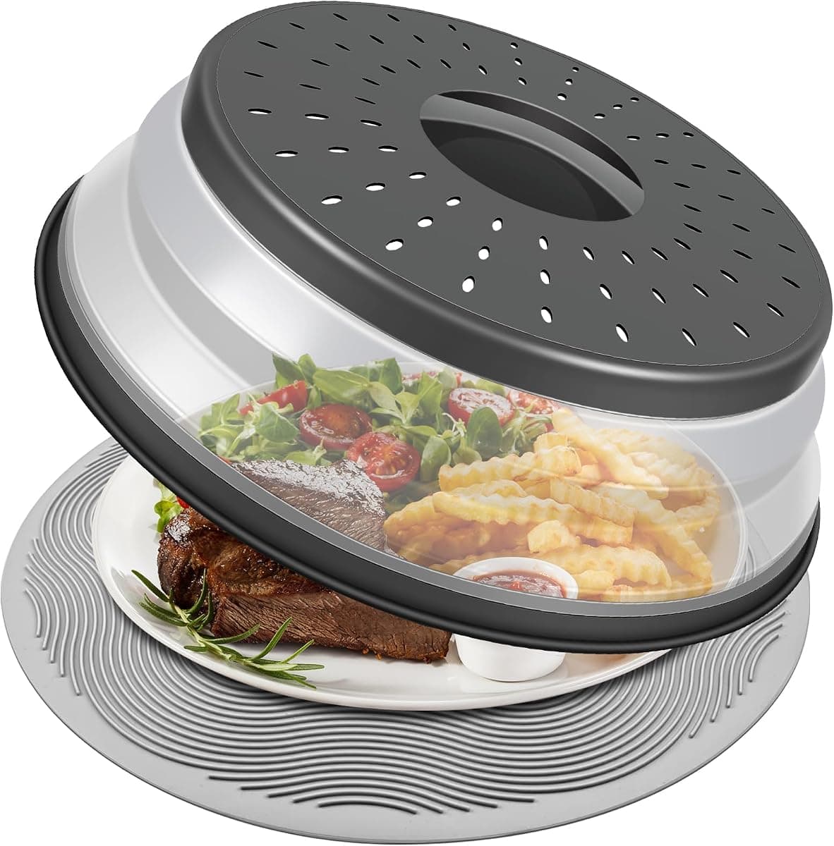 LekDrok Collapsible Microwave Cover with Silicone Mat