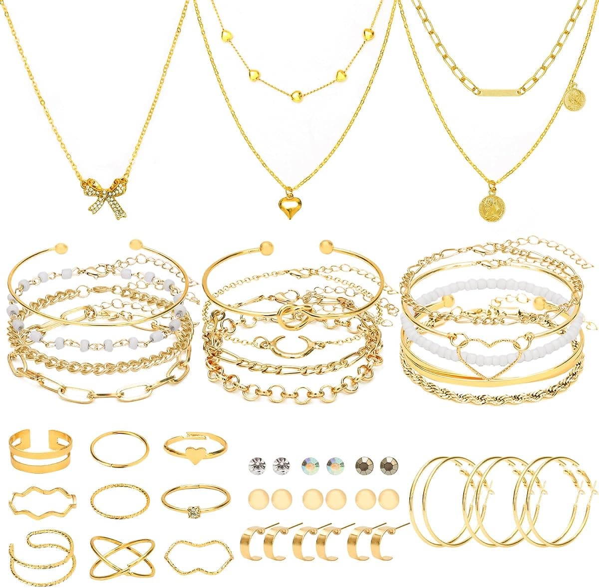 NEWITIN 49-Piece Gold Jewelry Set