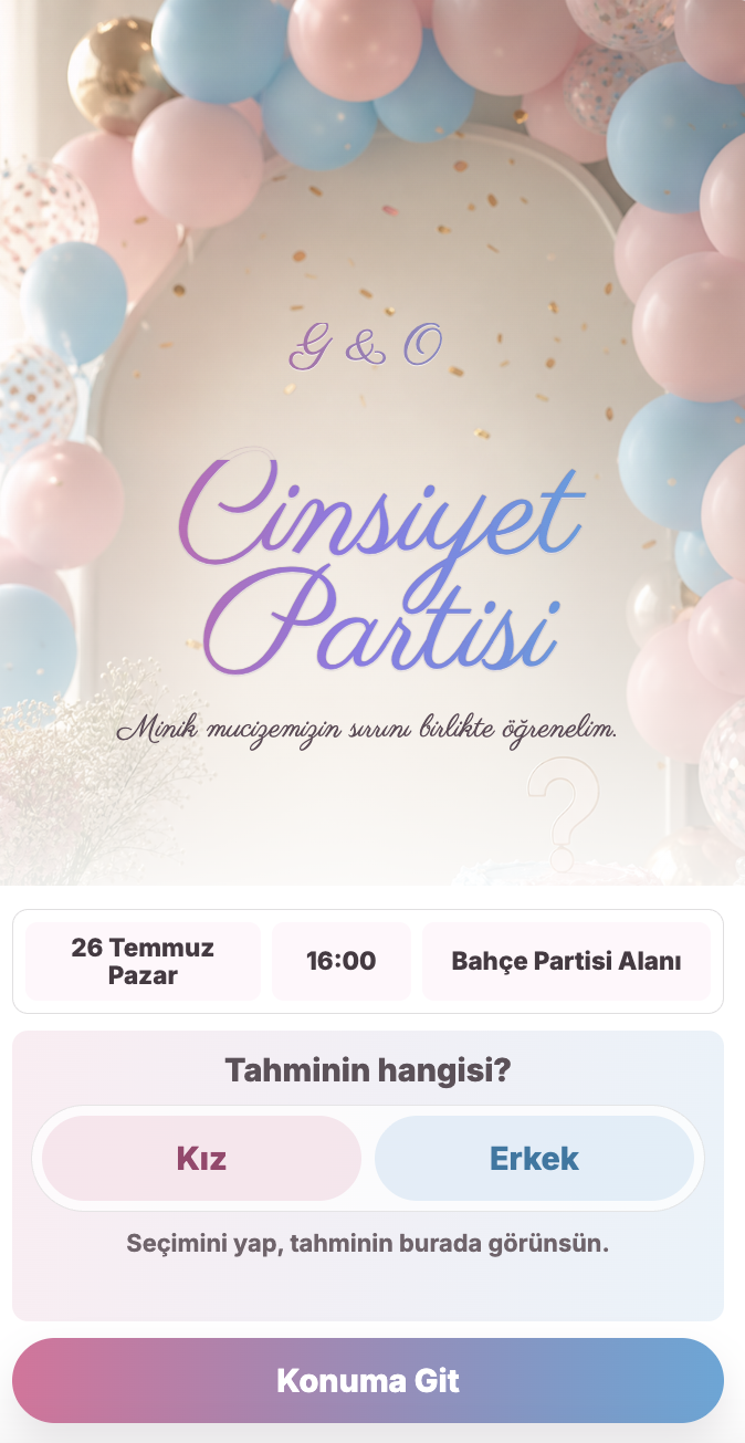 Cinsiyet partisi davetiyesi