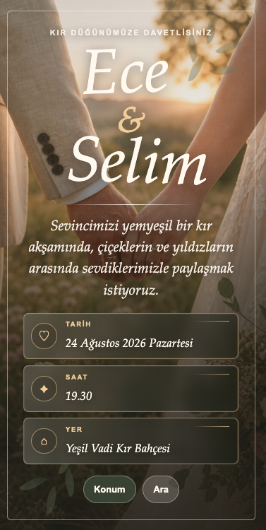 Kır düğünü masa düzeni