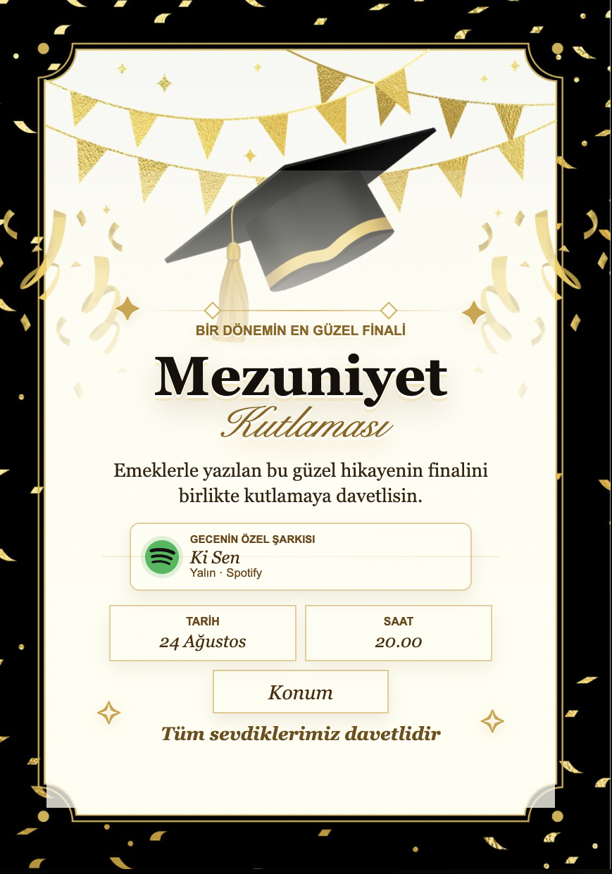 Mezuniyet partisi davetiyesi