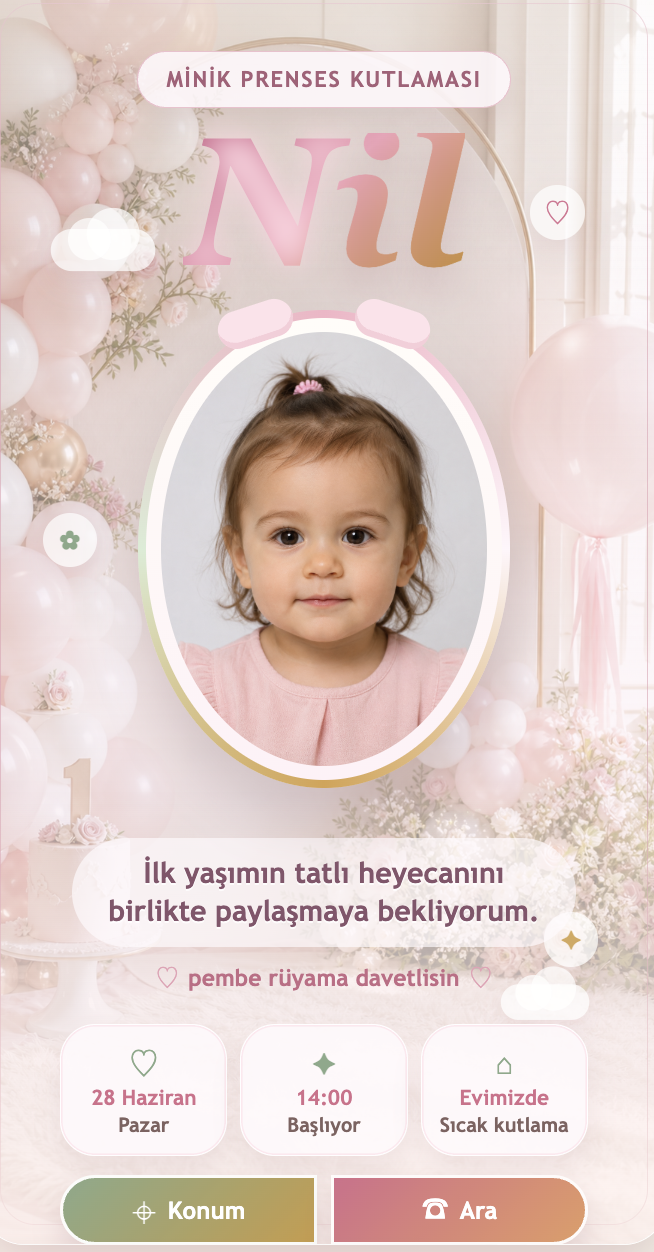 Nil doğum günü davetiyesi