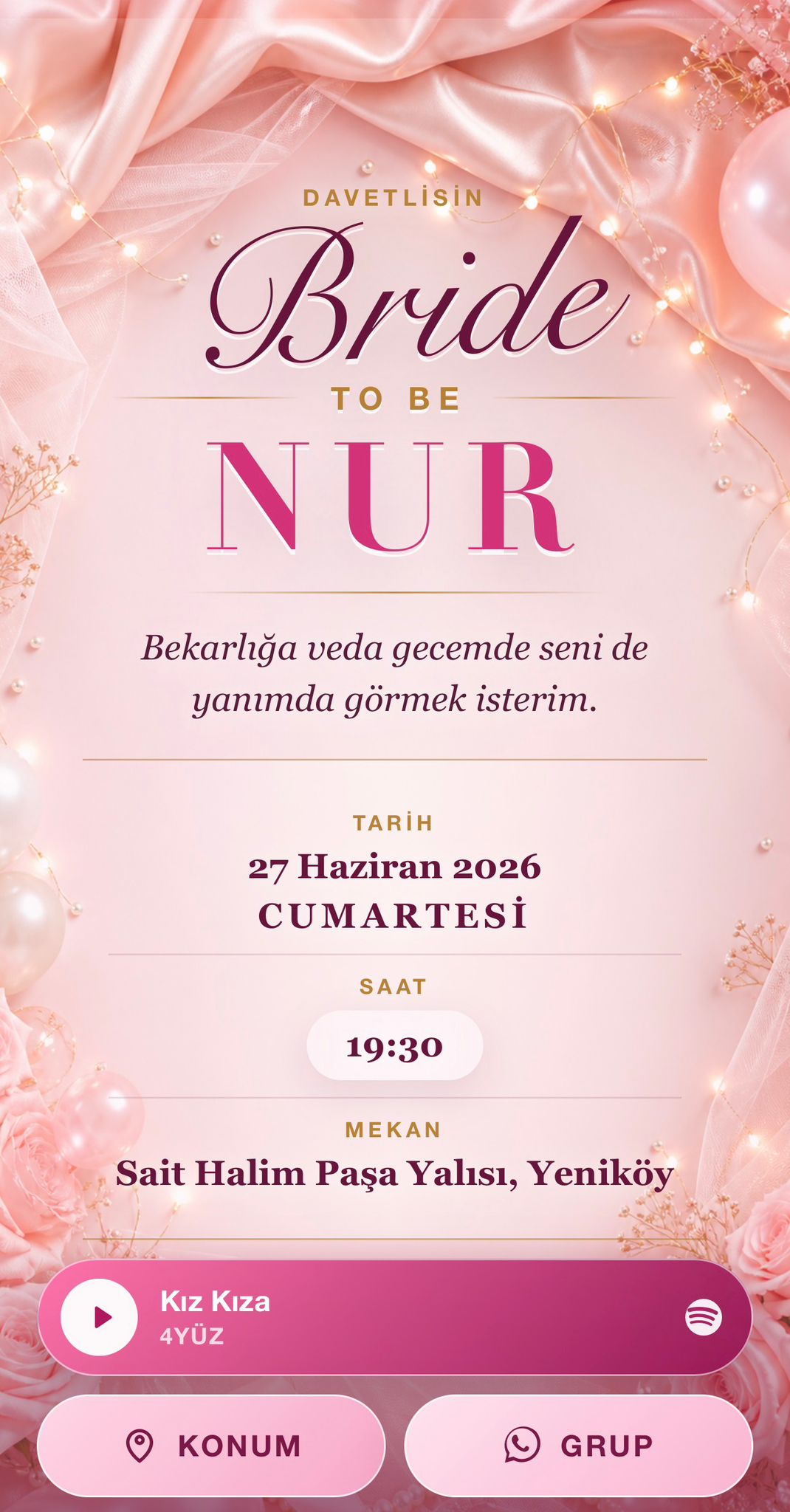 Bride to be Nur davetiyesi
